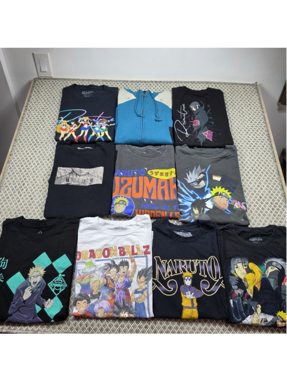 Anime Shirt Hoodie Lot 10 Pieces Naruto Dragon Ball Z Sailor Moon Attack Titan